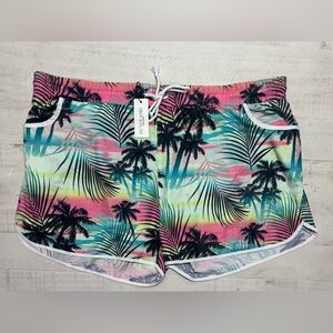 Plus Size Swim Shorts Quick Dry Beach Boardshorts Floral Print 26W